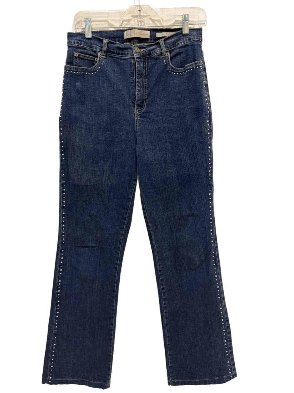 Slim R Dark Blue Jeans with Side Rhinestones by Nancy Bolen, 6